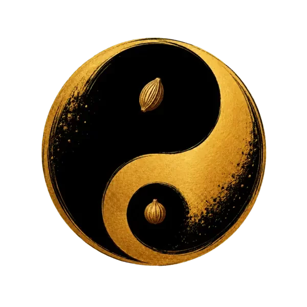 Goldenes Yin-und-Yang-Logo von Gewürze & Rezepte
